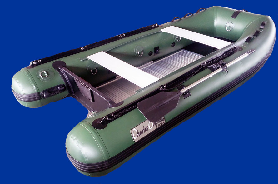 Bateau pneumatique vert Charles Oversea 3.0ca+ pvc 1.2mm